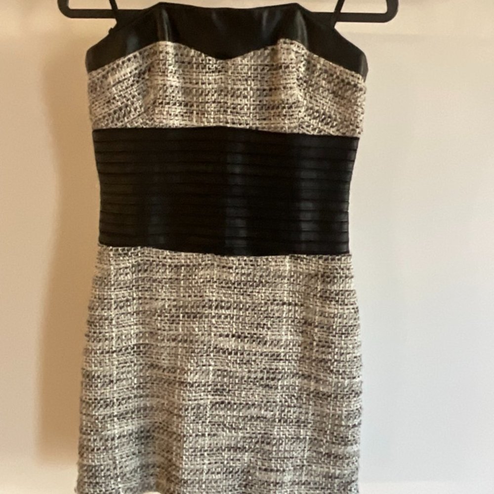 Bebe dress faux leather and tweed corset Dress Sz.4